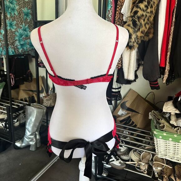 Victoria-s-Secret Red and Pink Corset Dress/Apron - Picture 3 of 5